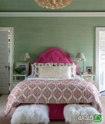 ترکیب سبز و صورتی در اتاق خواب دخترانه