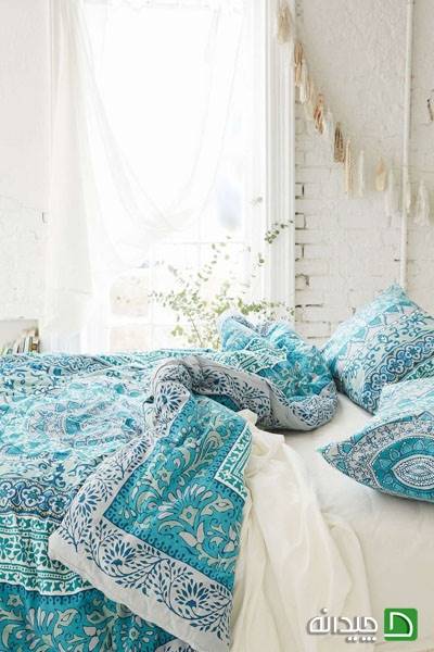 رو تختی و سرویس خواب با پارچه هایی با طرح ایرانی 
