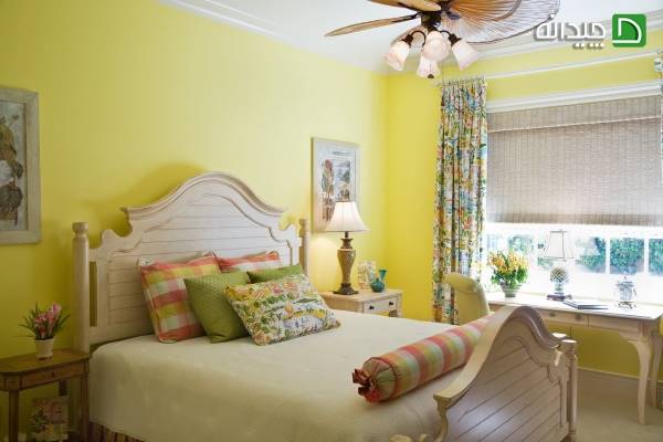 رنگ زرد در طراحی فضای اتاق خواب