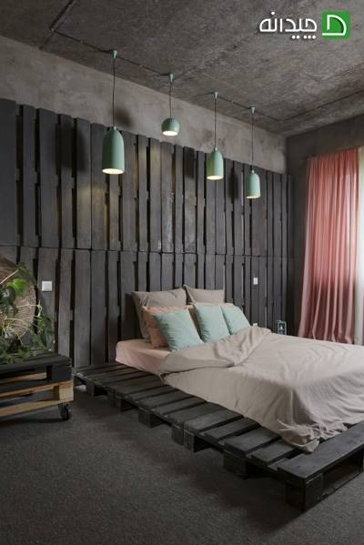 طراحی داخلی اتاق خواب مهر خانه با چوب بازیافتی