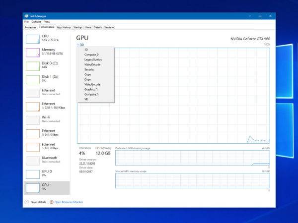 نمایش عملکرد GPU هم به ویندوز تسک منیجر اضافه می شود