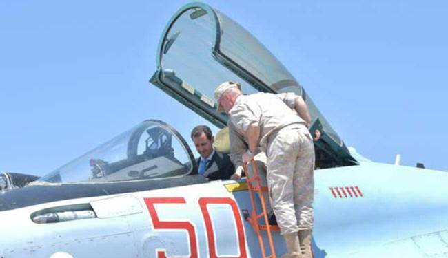 بشار اسد سوار بر جنگنده روسی 