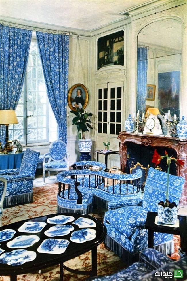 رنگ آبی و سفید در دکوراسیون سبک فرانسوی