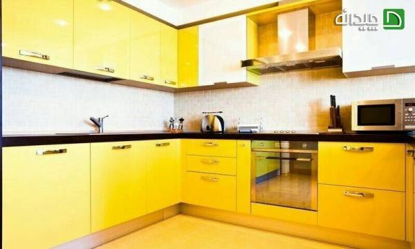 کابینت زرد آشپزخانه