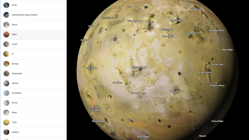 گوگل مپس حالا اجازه می دهد که در سیارات منظومه شمسی هم گشت و گذار کنید