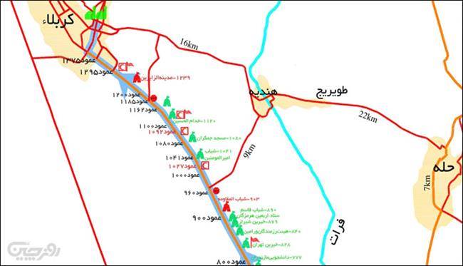 نقشه پیاده روی کربلا