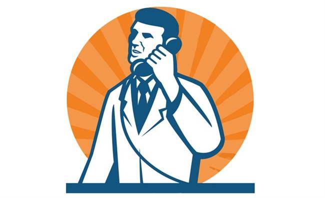 talking-on-the-phone-clipart-royalty-free-vector-of-a-logo-of-a-male-scientist-talking-on-a-phone-over-orange-rays-by-patrimonio-6081