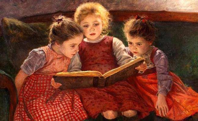 by_walter_firle_1859_1929_the_fairytale_three_reading_girls-999833