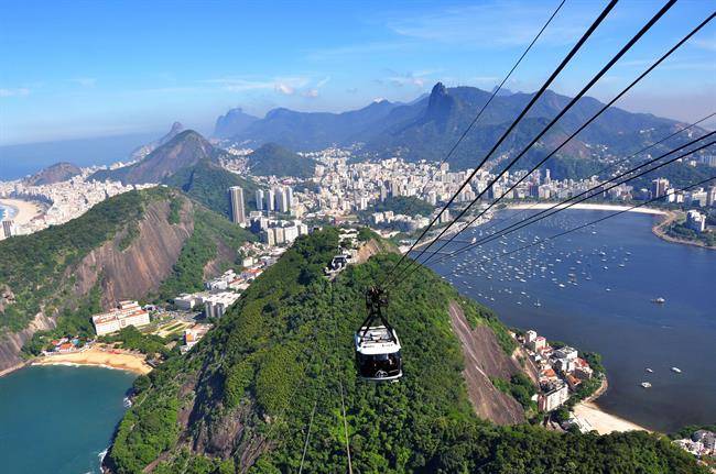 تله کابین کوه شوگرلوف در ریو ، برزیل