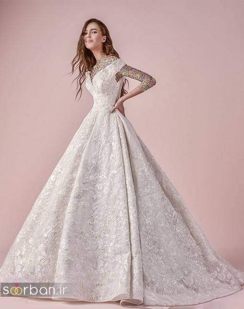 مدل لباس عروسی پرنسسیمدل لباس عروسی پرنسسی جدید شیک و جدید یقه باز