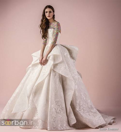 مدل مدل لباس عروسی  جدید با دامن چین دار پفی