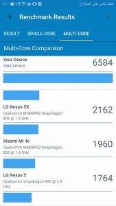 مقایسه نتایج به دست آمده آزمون گیک بنچ چند هسته برای آنر 9 با سایر رقبا