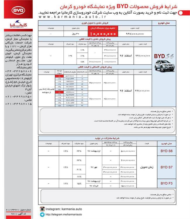 شرایط فروش بی وای دی S6