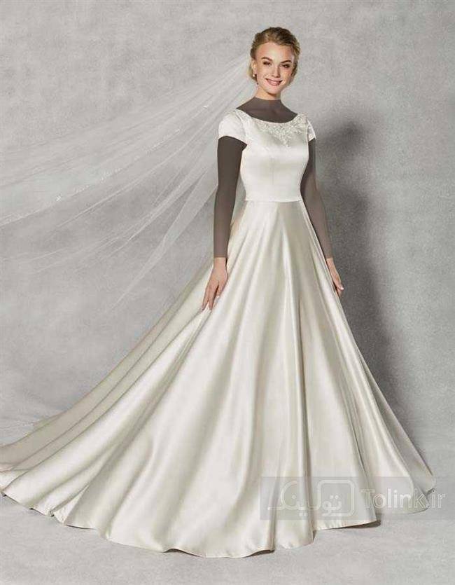 مدل جدید لباس عروس آستین کوتاه