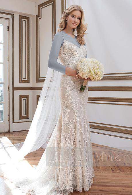 لباس عروس با پارچه دانتل 