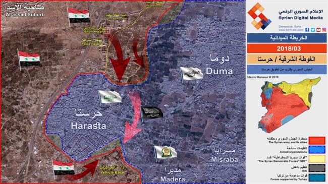 ارتش سوریه در آستانه محاصره پایگاه‌های راهبردی تروریست‌ها در شرق دمشق
