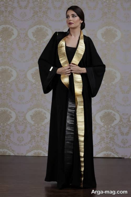 مدل مانتو مشکی و طلایی لبنانی 
