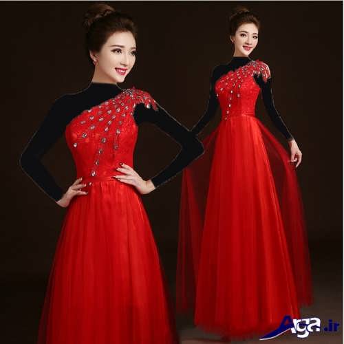 مدل لباس شب کره ای قرمز 