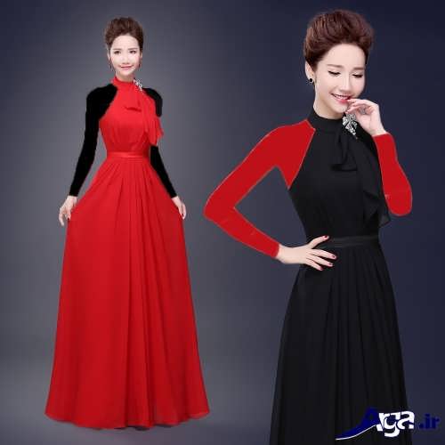 مدل لباس شب کره ای مشکی و قرمز 