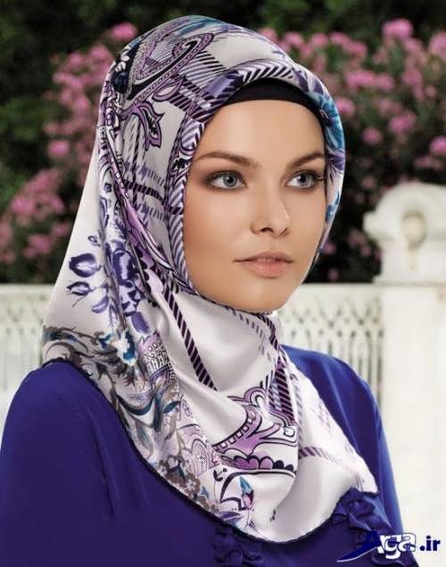 نحوه بستن روسری با گره ساده و زیبا 