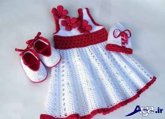 مدل کفش و کلاه بافتنی ویژه نوزادان دختر 