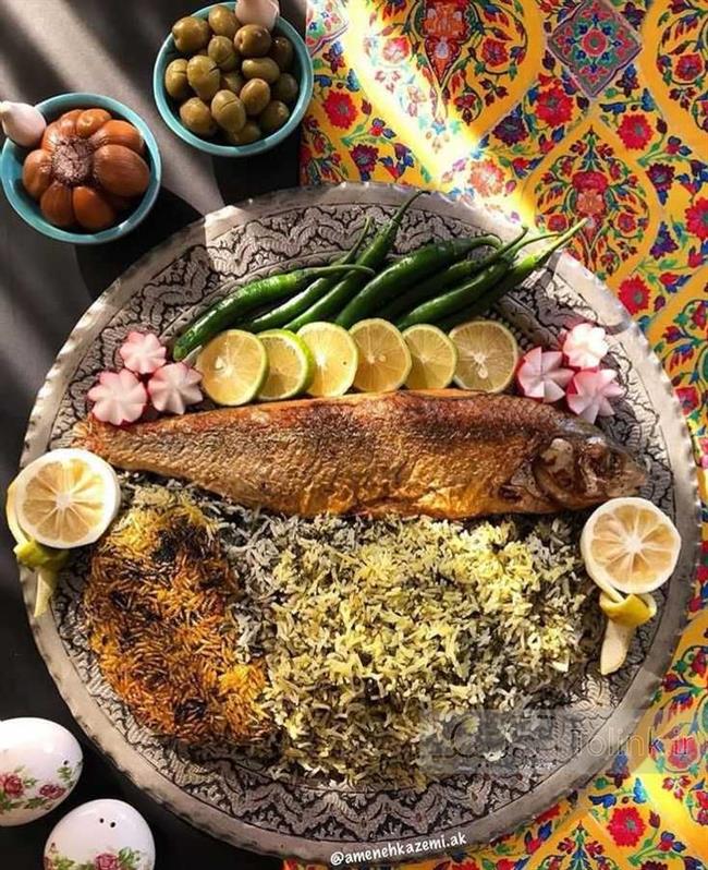 تزئین سبزی پلو ماهی عید
