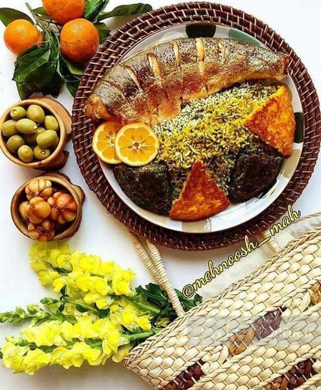 تزئین سبزی پلو ماهی