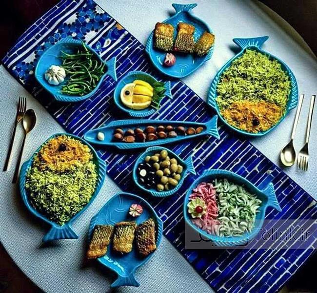 تزئین سبزی پلو ماهی