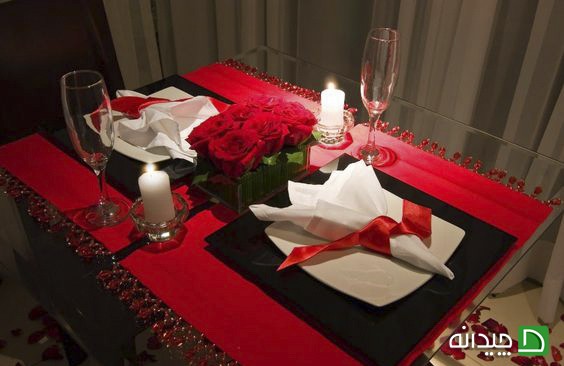 تزیین میز شام دونفره رمانتیک