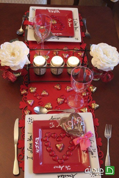 تزیین میز شام دونفره با گل
