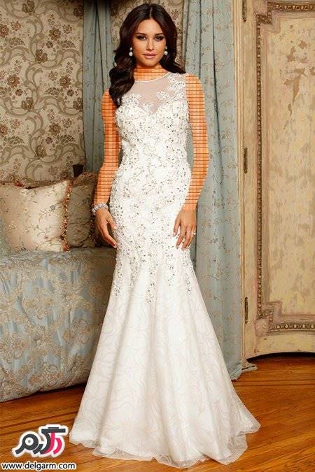 مدل لباس عروس دوخته شده با پارچه گیپور