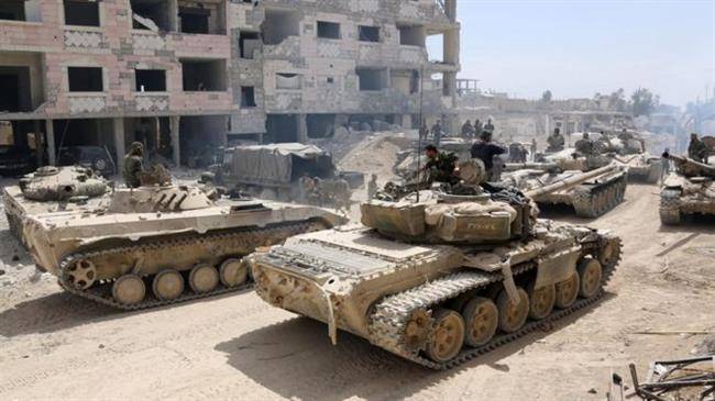 ارتش سوریه در آخریم مرحله آزادسازی کامل حجرالاسود