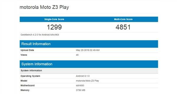 بنچمارک موبایل موتو Z3 Play موتورولا Motorola