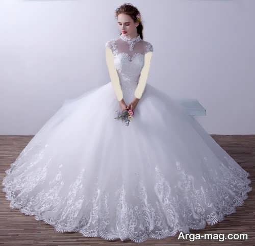 مدل لباس عروس کوتاه یقه پرنسسی 