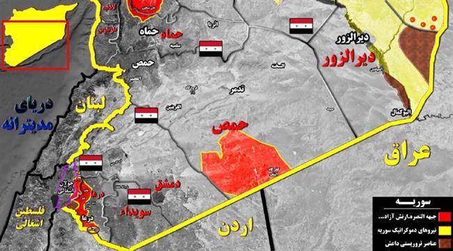 آخرین تحولات میدانی جنوب سوریه؛ تروریست‌ها در جنوب غرب درعا در دو راهی تسلیم یا شکست خفت بار + نقشه میدانی