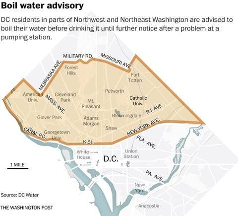 هشدار درباره آلودگی آب شهر واشنگتن دی سی
