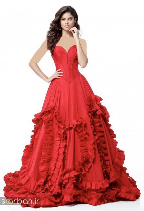 مدل لباس حنابندان، عقد و نامزدی قرمز بلند 