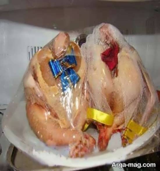 تزیین مرغ برای یخچال عروس 