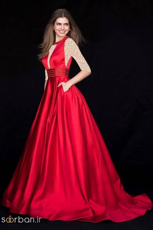 مدل لباس حنابندان، عقد و نامزدی قرمز بلند 