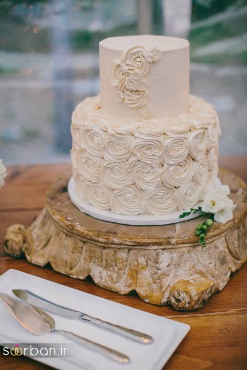 کیک عروسی با تزیین خامه خوشگل