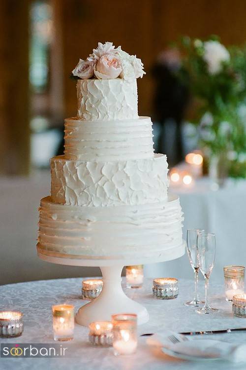 کیک عروسی با روکش خامه ساده وشیک