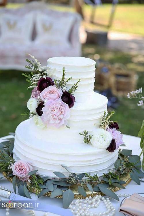کیک عروسی جدید سفید با روکش خامه 