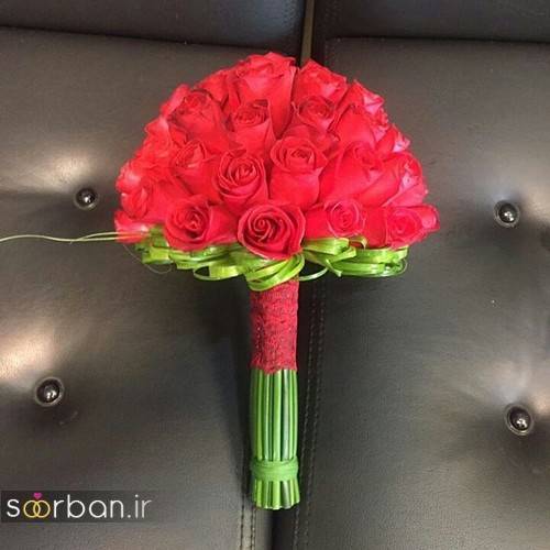 دسته گل عروس جدید ایرانی 96 با گل رز قرمز