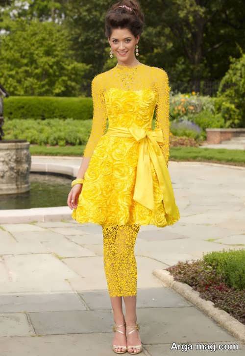 مدل لباس مجلسی زرد و راهنمای ست گردن رنگ زرد برای مهمانی ها