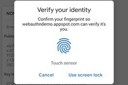 تأییدیه امنیتی روی کروم با حسگر اثرانگشت