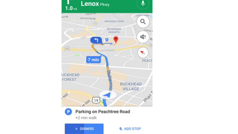 گوگل مپس در حین حرکت می‌تواند به شما جای پارک پیشنهاد دهد