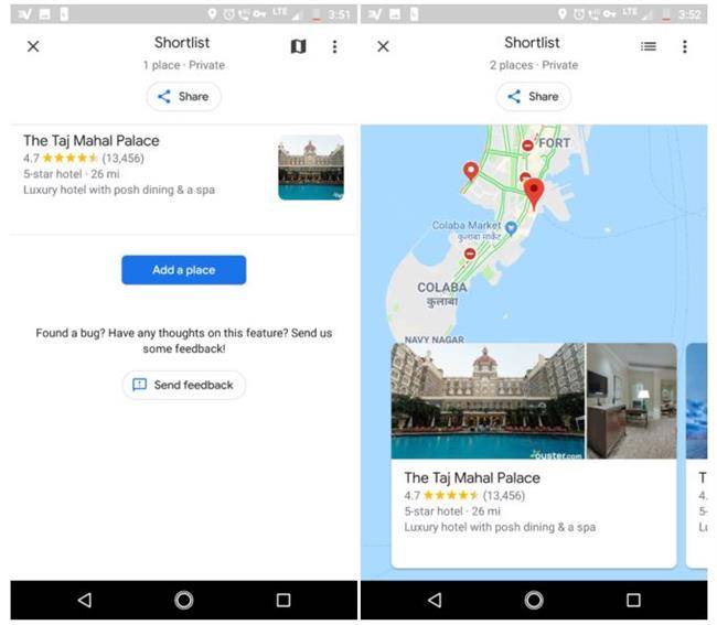 قابلیت Shortlist در گوگل مپس