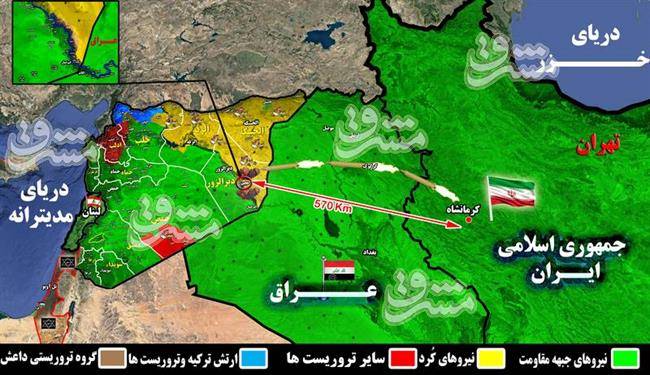 نقشه میدانی محل اصابت موشک های سپاه به سوریه