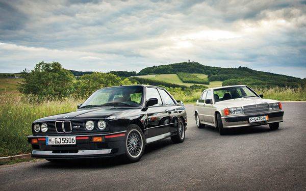 Mercedes-Benz-190E-2-3-16-BMW-M3-front-three-quarters