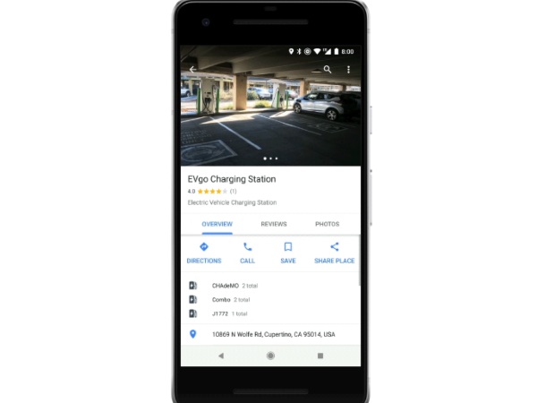 گوگل مپس حالا ایستگاه‌های شارژ خودروهای برقی را هم نشان می‌دهد